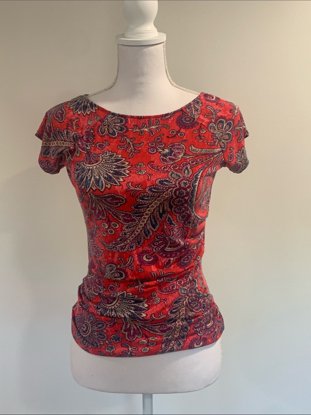 Lauren Ralph Lauren Paisley Ruched Top – Size M